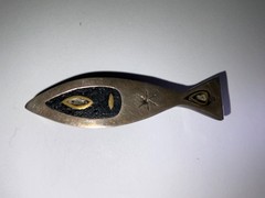 Vintage 1950’s Taxaco Mexico Modernist Sterling Silver & Copper Fish Brooch
