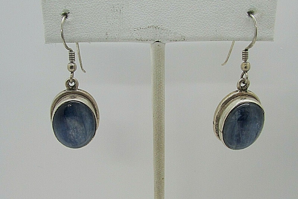 VINTAGE SOUTHWEST N A BLUE TOPAZ DANGLE EARRINGS STERLING