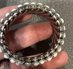 Vintage Silver Tone White Rhinestone Expandable Bracelet