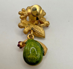 Vintage Jay Strongwater Flower Basket Dangle Rhinestone Statement Pin USA