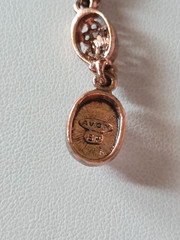 Vintage Avon Signed Cabochon Lariat Necklace Pink Crystal Rose Gold 80’s
