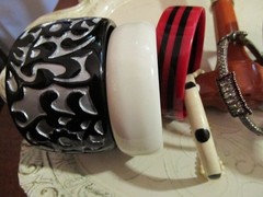 Vintage to Now Old Plastic Rhinestone Moonglow Metal Snake Wrap Bangle Bracelets