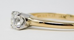 Edwardian 13k & Platinum ≈4.7mm OEC Diamond Promise Engagement Ring Sz 6.5 B9039