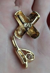 Vintage Lot of 2 Gold Tone LR Lady Remington Rhinestone Necklace PENDANT SLIDES