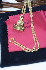 Victorian 1890’s Seal Pendant Initial HY Solid 10K Gold 2.5 MM Rope Necklace 18″
