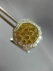 ESTATE LARGE 1.5CT WHITE & INTENSE FANCY YELLOW DIAMOND 18K WHITE GOLD CUFFLINKS