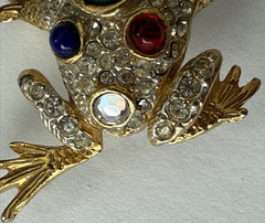 Vintage Gripoix Glass & Crystal Pavé FROG Figural Brooch By Sphinx PLEASE READ