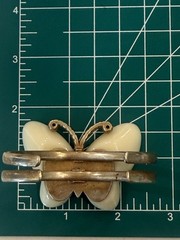 Vintage ANNA SUI Cream Resin Crystal Butterfly Cuff Bracelet Beautiful!🦋