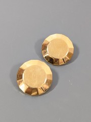 Vintage Monet Gold Tone Round Faceted Metal Statement earrings Pierced