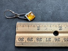 3.94g Vintage Sterling Silver 925 Amber Tone Square Dangle Drop Earrings M