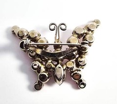 Juliana DeLizza and Elster verified pink rhinestone vintage butterfly brooch