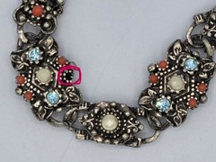 Selro Selini Bracelet Silver Tone W/ Faux Coral & Pearls Blue Crystals
