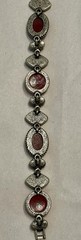 Vintage 1928 Jewelry Co. Rose Cameo Rhinestone Link Bracelet Silvertone 7.5”