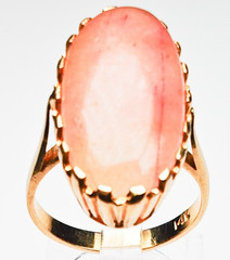 Antique 13/14K Gold Huge Strawberry Quartz Ring 21x11mm Oval Size 6.75 5.8 Grams