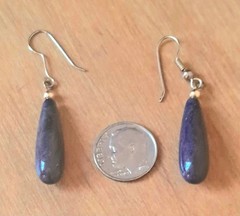 Vtg Lapis Lazuli Dangle Drop Earrings Stainless Ear Wire