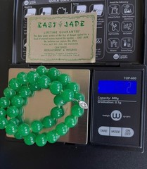 VTG East Jade by Haskell Faber Co Marked 14k Gold Knotted Faux Jade Necklace