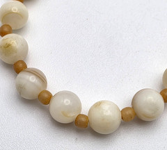 Cream Banded Agate Beaded Necklace 24 In Natural Stone 6.7mm Minimalist