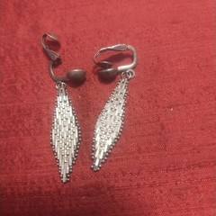 Clip On Silver Earrings Art Nouveau Feather Design