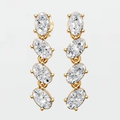 Oval Lab Grown Diamond Prong Setting Drop Dangle Bridal Wedding Earrings