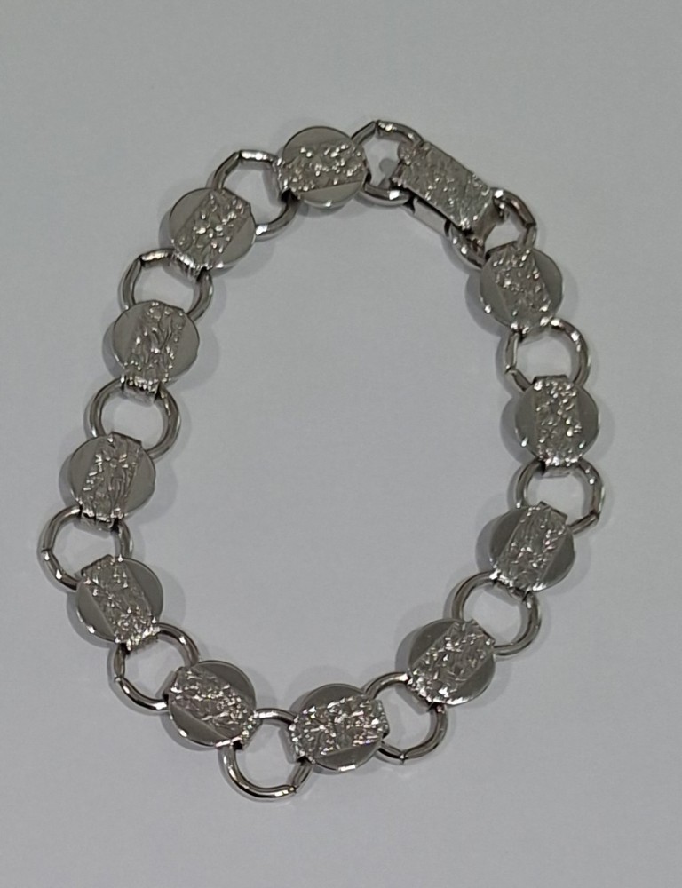 Vintage Signed Sarah Coventry Round Link Chain Bracelet Silver tone 7.5 Inches