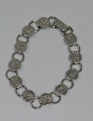 Vintage Signed Sarah Coventry Round Link Chain Bracelet Silver tone 7.5 Inches