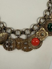 VTG JULIANA D&E Dangling Charm Necklace Pierced Earring Set Ref # 23 Book Pieces
