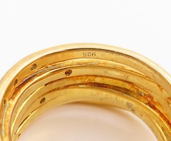 925 Sterling Silver Vintage Ring Gold Plated CZ Interlocking Band Sz 6 RG35381