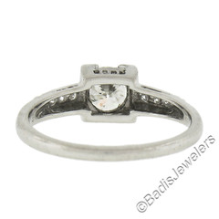 Antique Platinum 0.60ctw Old European Cut Diamond Floral Work Engagement Ring