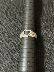 Vintage 925 Sterling Silver Ring Open Heart With Filigree Band Design Size 7