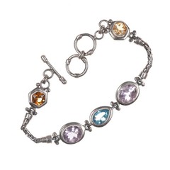 7.75″ Retro Sterling byzantine gemset bracelet