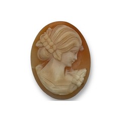 Vintage Carved Loose Shell Cameo Right Facing Woman 30 x 23 mm