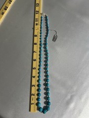 Vintage Jungle Turquoise Graduated Bead Necklace 24″ 58g ROC Clasp Artisan