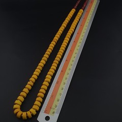 Antique African Sunburst Yellow Tire Glass Bead Necklace 24in 6.2–10.1mm