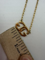 Vintage Necklace Givenchy Pendant Double G Logo Signed 15 in