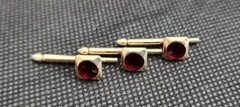 VINTAGE SET OF 3 SWANK RED SQUARE GOLD TONE SHIRT STUDS!