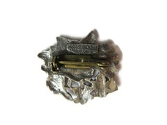 Vintage tiny pewter Birds and Blooms limited edition butterfly brooch pin