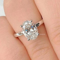 2Ct Oval Cut Lab Created Diamond Solitaire 14K White Gold Finish Engagement Ring