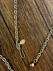 Vintage 70s Avon Pendant Necklace 24 Inch Gold Tone Moonspun Faux Pearl