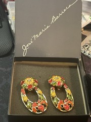 Vintage José Maria Barrera for Avon Convertible Floral Enamel Clip Earrings
