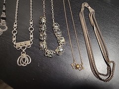 Lot Of 5 Vintage Unbranded Choker Style Necklaces Silver Tone Rhinestones