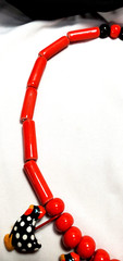 Vintage Flying Colors Red and Black Chicken Rooster Necklace