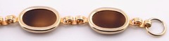 Vintage Tortoise Glass Panel Bracelet with Safety Chain 7.5”