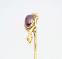 Antique Victorian 22K 15K Gold Garnet Cabochon Laughing Snake Egg Stick Pin Box