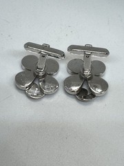 Vintage Four Leaf Clover Silver Tone Metal Cufflinks 25mm Lucky Charm