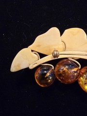Vintage GCI Baltic Polish Amber Brooch/Pin Butterscotch Cognac Amber Mid Century