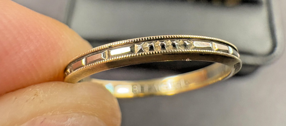 Antique Art Deco BELAIS 14k White Gold Carved Wedding Band Ring Size 5 Vintage