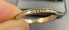 Antique Art Deco BELAIS 14k White Gold Carved Wedding Band Ring Size 5 Vintage