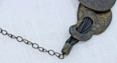 Boho Hammered Brass Tone Statement Necklace Multi Strand Cord Tribal Artisan