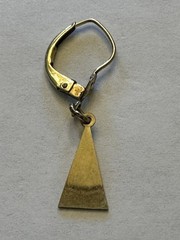 VTG Rolled Gold Dangle Triangle Leverback Earrings-Dainty Floral Accent-Pierced