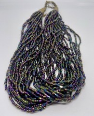 Vintage Oil Slick Iridescent Bead Torsade Necklace Statement Brass Boho Chic